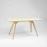 large plywood dining table with white top