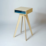 plywood side table - tall teal