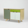 mid century style furniture - plywood sideboard - green
