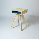 plywood bedside table - blue 
