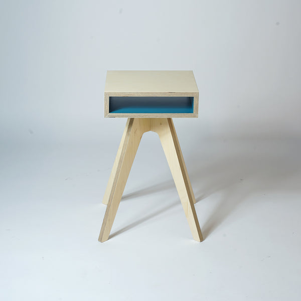 plywood console table - blue 